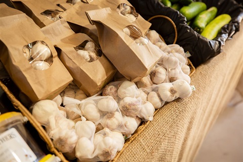 The Produce Shed Eugowra 4 - Eugowra garlic grown by the owners John Agustin, Ellora Brown and Graham Petty.jpg